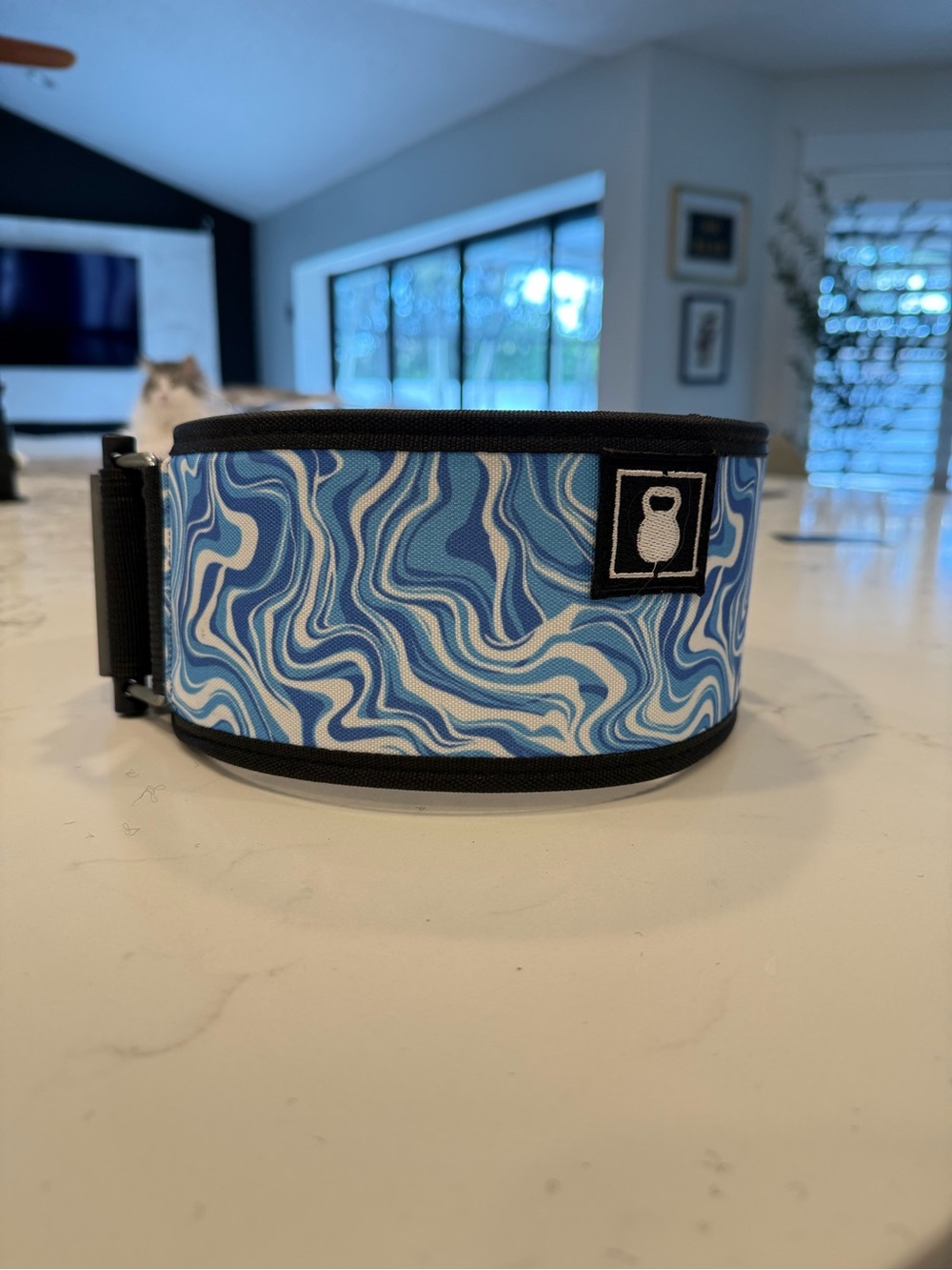 Blue Swirl Adjustable Weightlifting Belt